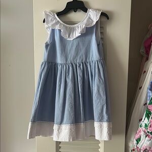 Blue and White Ruffle Kids Dress